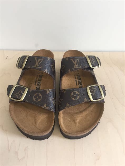 louis vuitton and birkenstock|Louis Vuitton white flat sandals.